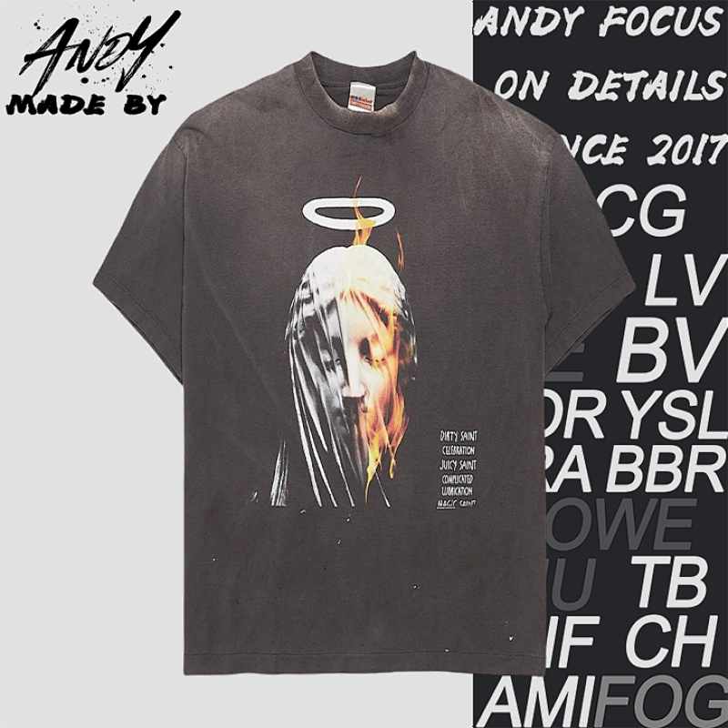 S M Angel Veil Madonna Print Short Sleeve