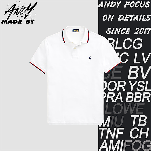 Red And White Trim Jacquard Collar Polo Short Sleeve