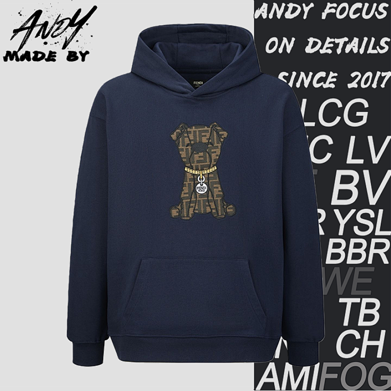 Fendi Applique Embroidered Logo Hoodie