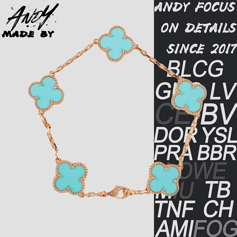 Van Turquoise Five Flower Bracelet Rose Gold