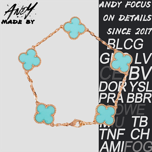Van Turquoise Five Flower Bracelet Rose Gold