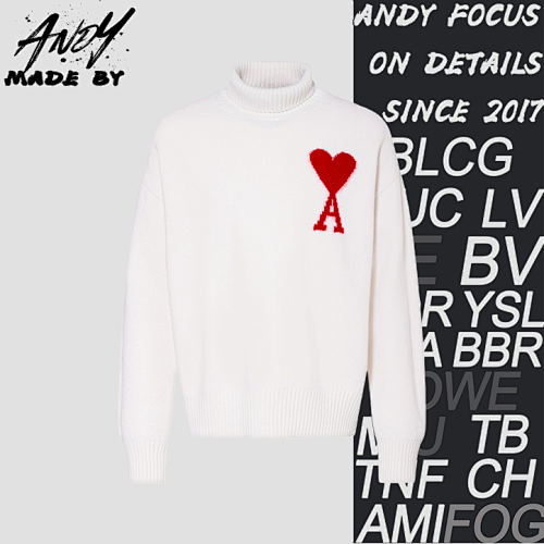 Heart-patterned Jacquard Turtleneck Sweater