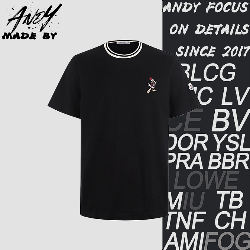 119CNY0 Imported Embroidered Cotton T-Shirt With Logo Patch