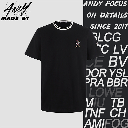 119CNY0 Imported Embroidered Cotton T-Shirt With Logo Patch