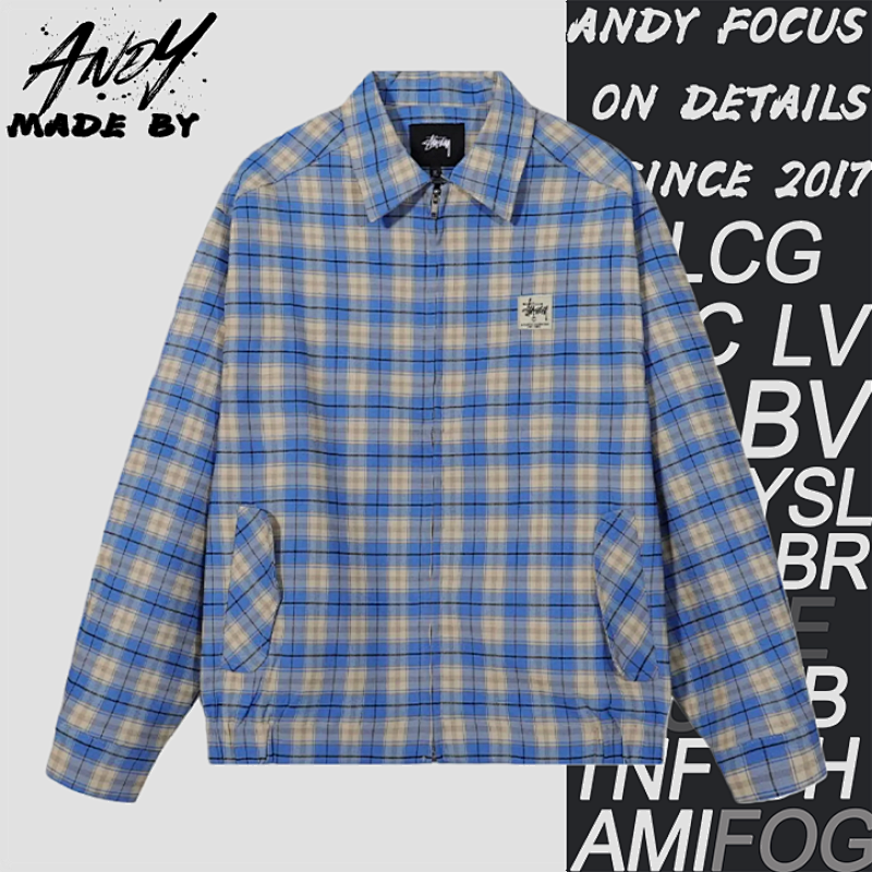 Blue Plaid Jacket With Small Logo