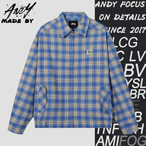 Blue Plaid Jacket With Small Logo