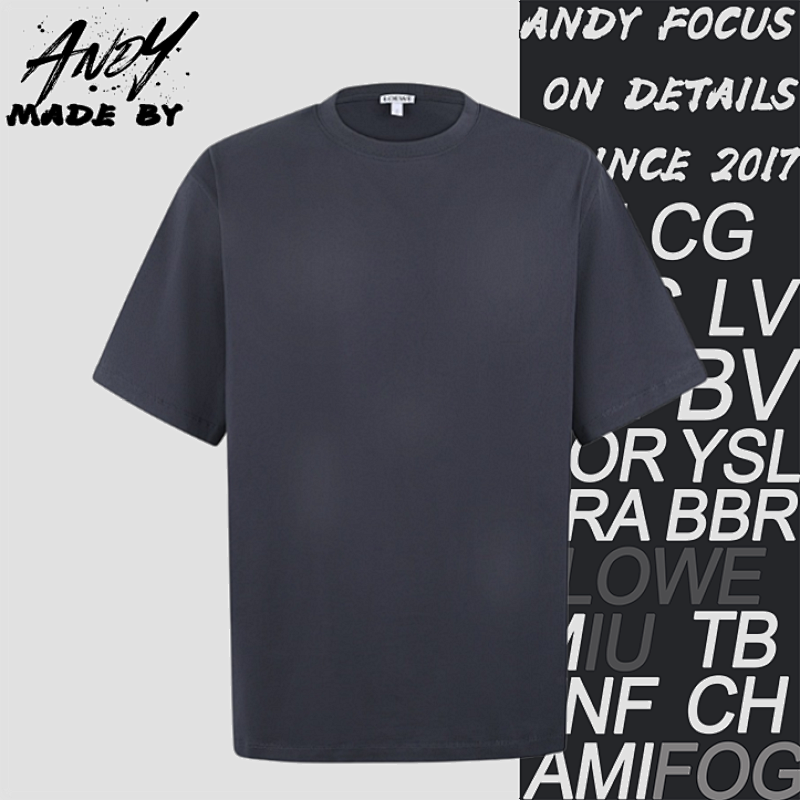Loewe Solid Color Laser Burnished Pattern Crew Neck Short Sleeve T-Shirt
