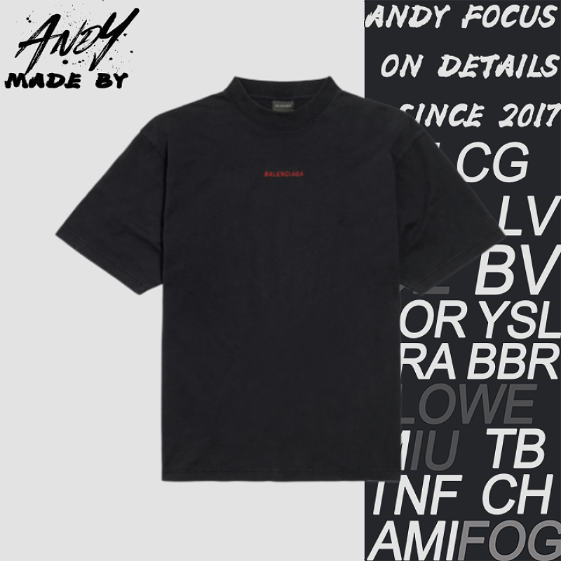 Shirt With Center Letter Embroidery Black Red