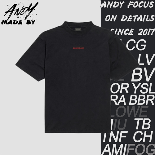 Shirt With Center Letter Embroidery Black Red