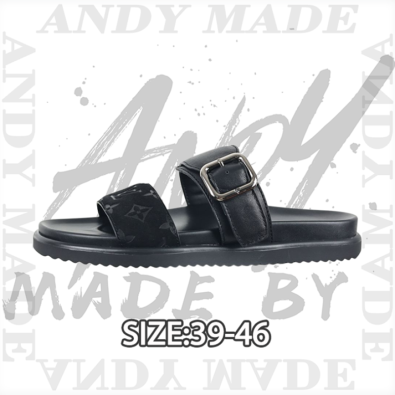 Louis Vuitton Two-strap Slippers Black Warrior Patchwork