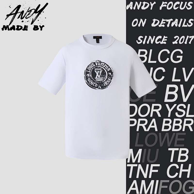 Stamped Cotton Knit Crew Neck Short-Sleeve T-Shirt