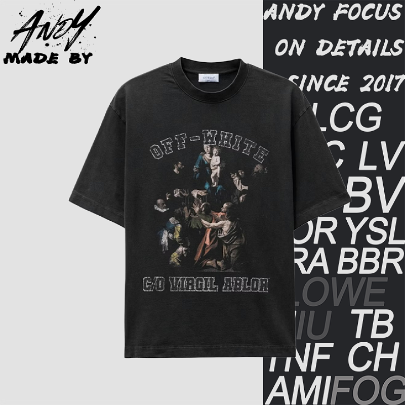 Sleeve T-Shirt With Sacred Chant Virgin Mary Print On The Chest