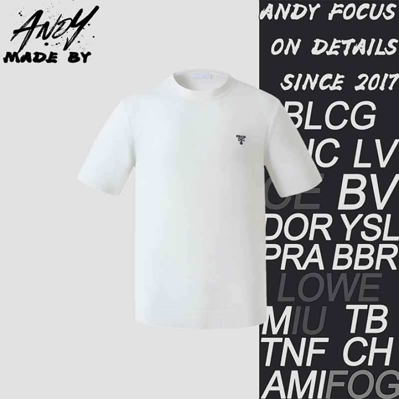 Classic Logo Embroidered Wool Crew Neck Short-Sleeve T-Shirt