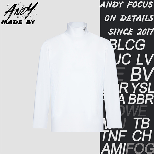 Prada Triangle Leather Logo Turtleneck Sweater