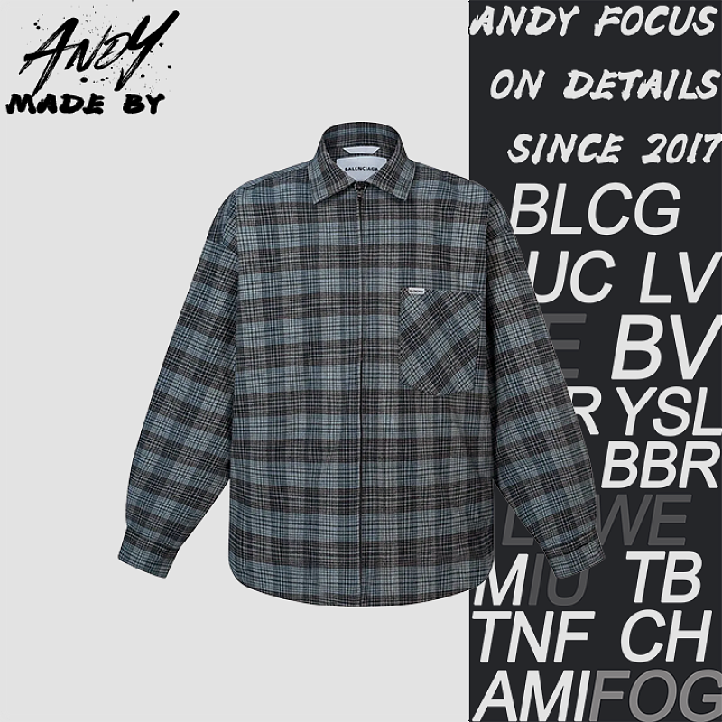 Blue-gray Checkered Quilted Jacket