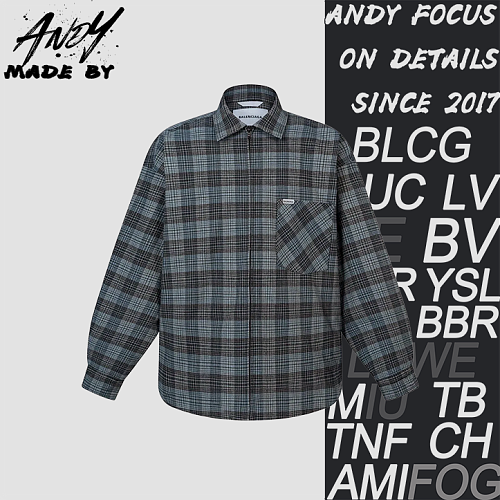 Blue-gray Checkered Quilted Jacket