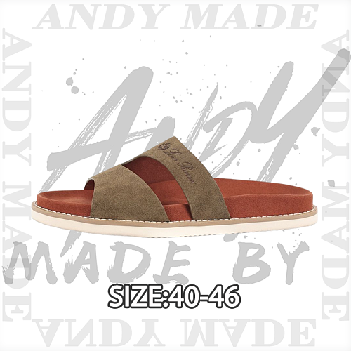 Double-strap Slippers Khaki Brown