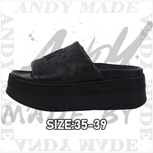 Celine C Line Latest Thick-soled Slippers Black