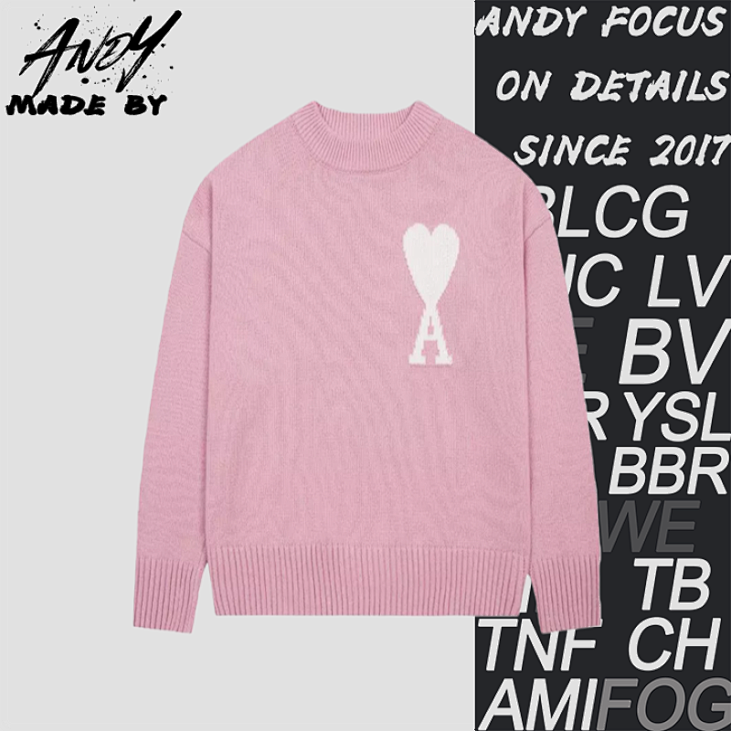 Heart Jacquard Crew Neck Sweater