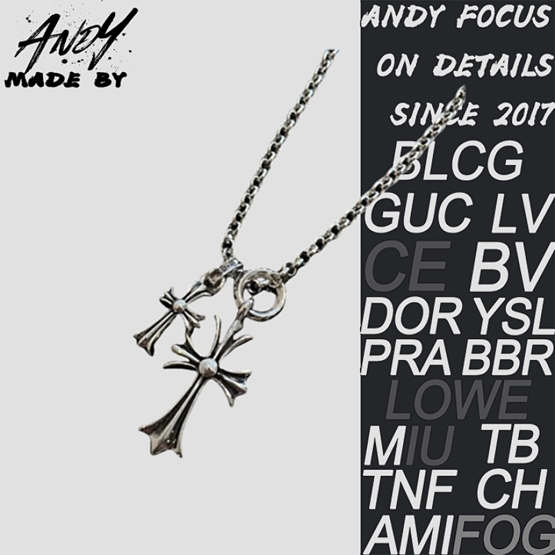 Chrome Hearts C Hrome Hearts Cross Necklace With Stones Silver