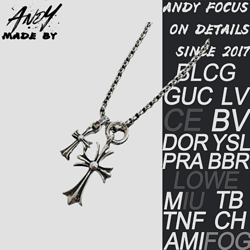 Chrome Hearts C Hrome Hearts Cross Necklace With Stones Silver