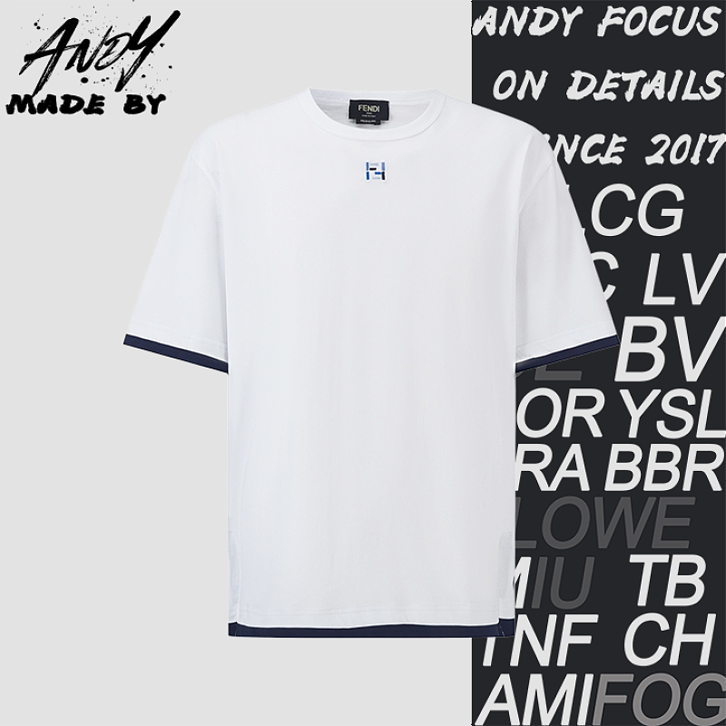 Fendi F Embroidered Faux Two-Piece Short-Sleeve T-Shirt
