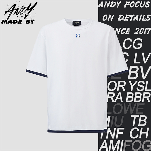 Fendi F Embroidered Faux Two-Piece Short-Sleeve T-Shirt
