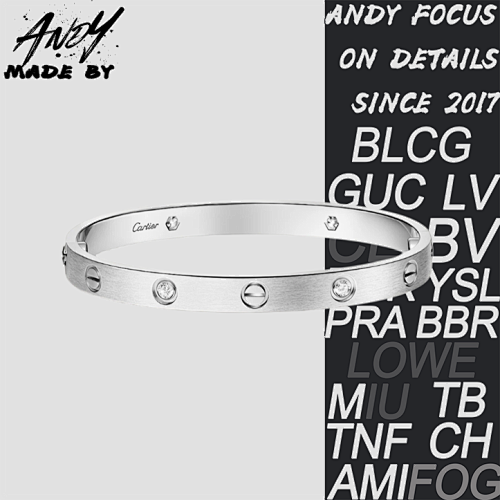 C Wide Four Diamond Bracelet In White Gold