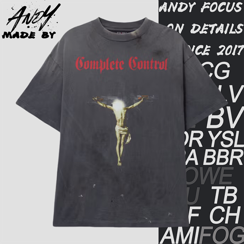 S M Gun Cross Jesus Print Short Sleeves