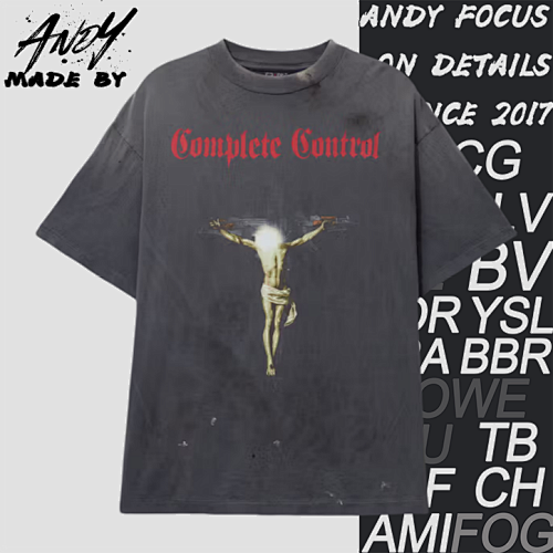 S M Gun Cross Jesus Print Short Sleeves