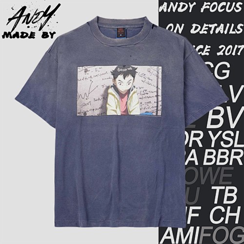 S M God's Punishment Distressed Ripped Printed Short-sleeved Shirt