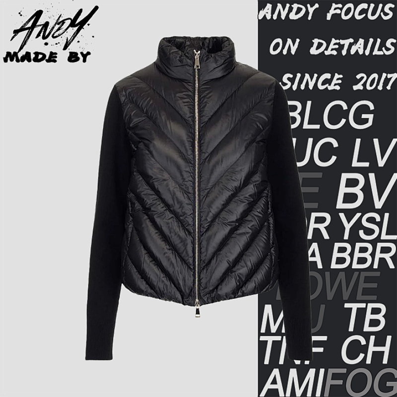 Diagonal Striped Knitted Thin Down Jacket