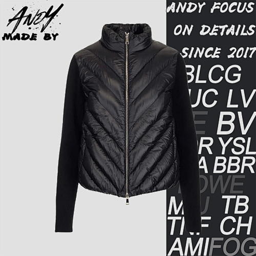 Diagonal Striped Knitted Thin Down Jacket