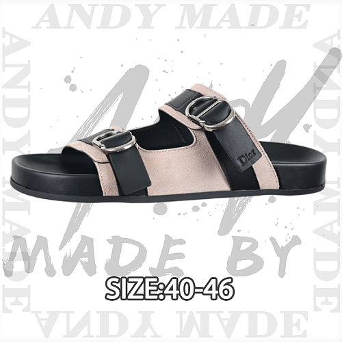 Round Toe Flat Bottom Suede Two-word Slippers Beige