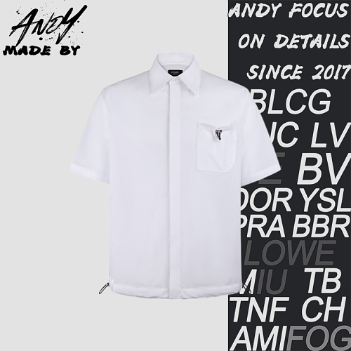 Camp-Collar Poplin Shirt With Chest Pocket And Drawstring Hem