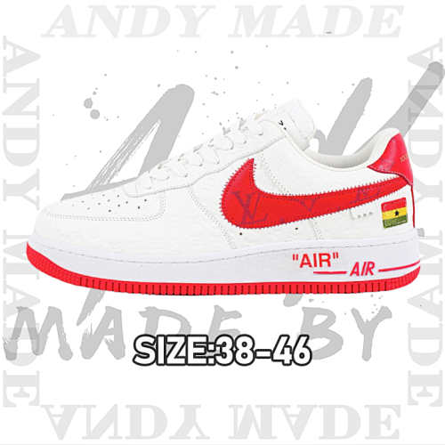 L V X Nike Air Force1Low Air Force Heavy Joint White And Red Hook