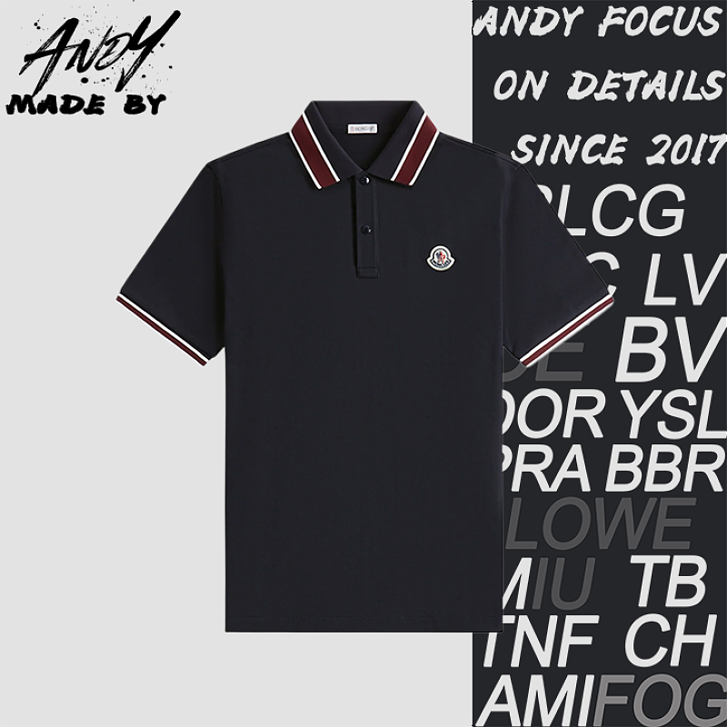 Black And Red Collar M Logo Polo Short Sleeve - Black