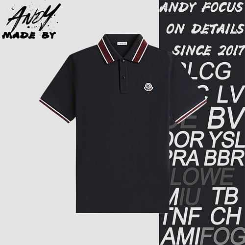 Black And Red Collar M Logo Polo Short Sleeve - Black