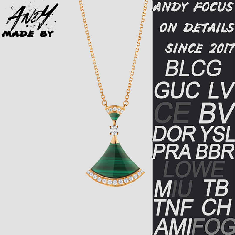 B Diamond Skirt Necklace Green Rose Gold