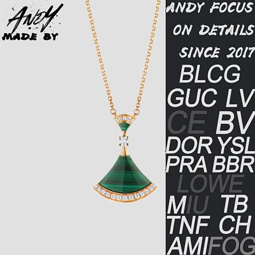 B Diamond Skirt Necklace Green Rose Gold