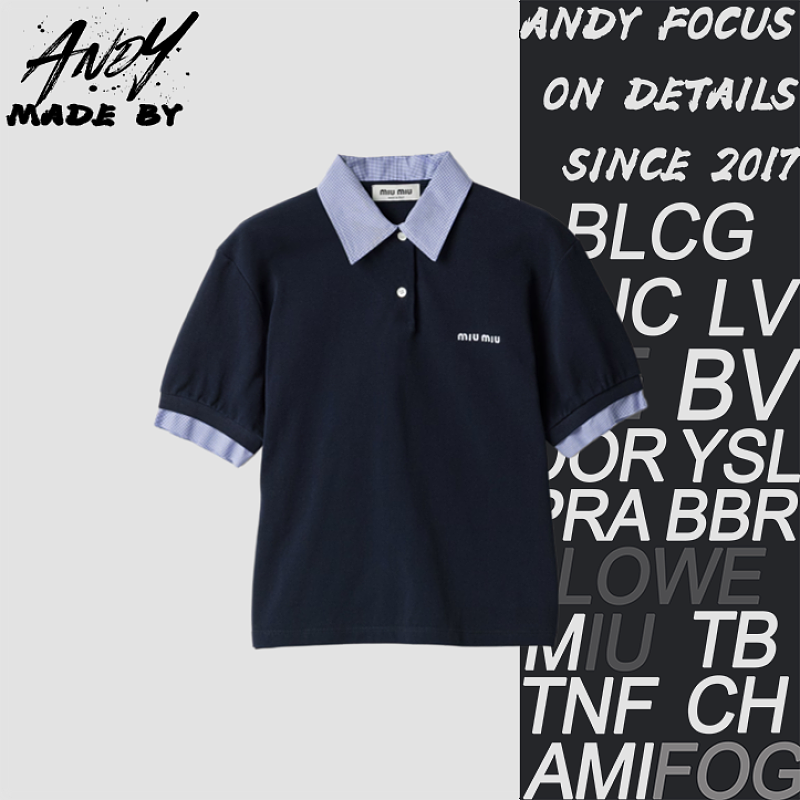 Miu Blue Plaid Polo Shirt