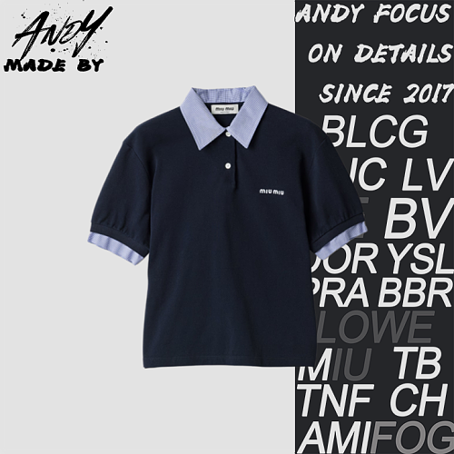 Miu Blue Plaid Polo Shirt