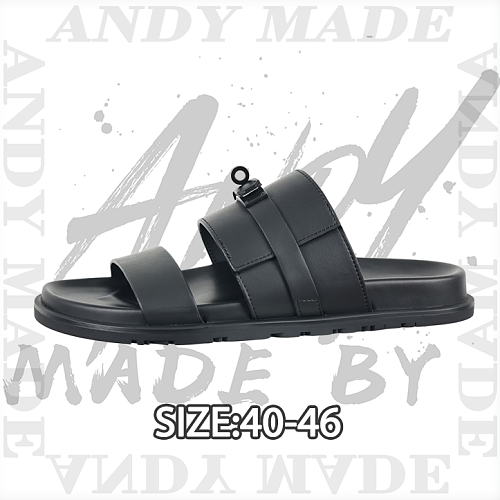 Hermès Calfskin Flat Slip-on Sandals All Black Leather