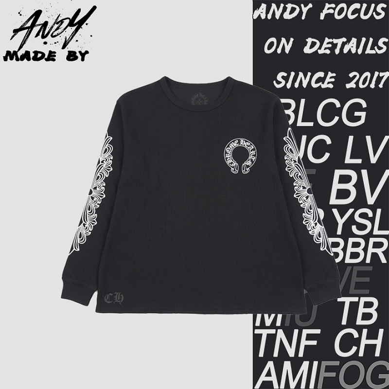 Waffle Grid Cross-arm Sanskrit Scroll Print Long Sleeve