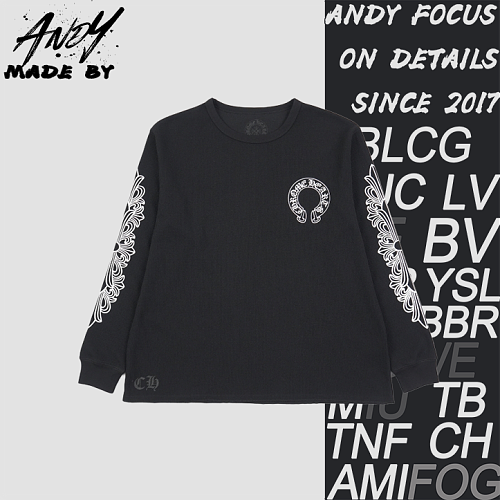 Waffle Grid Cross-arm Sanskrit Scroll Print Long Sleeve