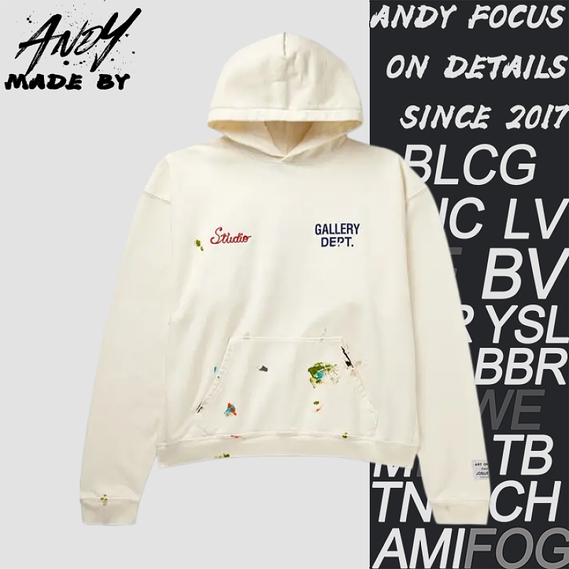Leather-Patch G Letter Hooded Sweatshirt