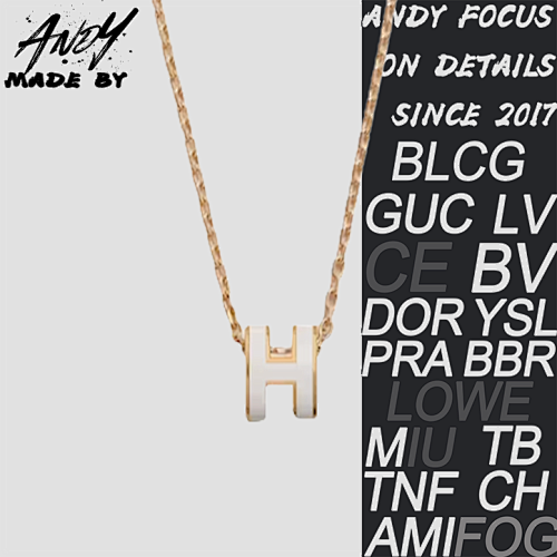 H Large H Letter Necklace Rose Gold