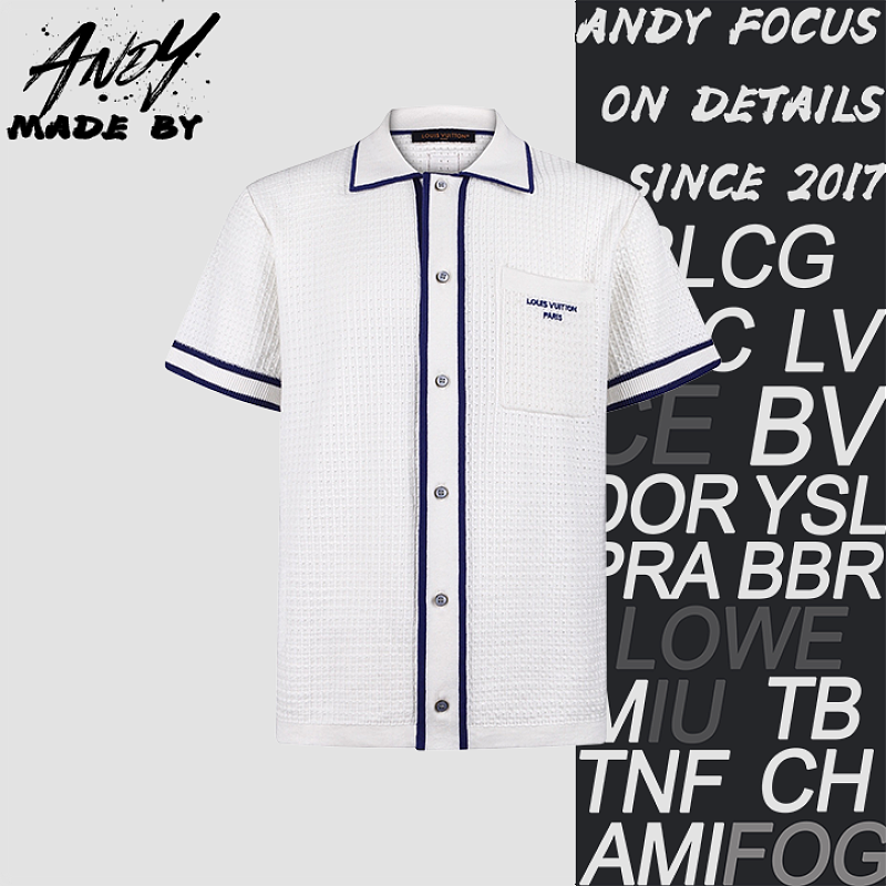 Louis Vuitton Waffle Knit Embroidered Logo Short-Sleeve Shirt