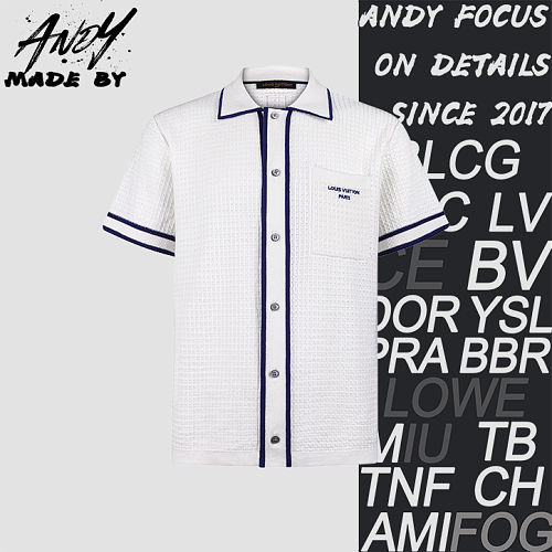 Louis Vuitton Waffle Knit Embroidered Logo Short-Sleeve Shirt