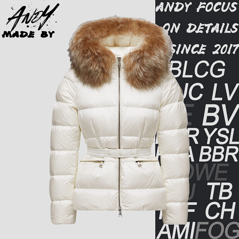 Removable Fox Fur Collar Waist-cinching Down Jacket